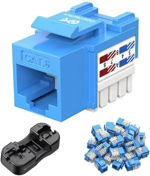 Cable Matters [UL Listed] 25-Pack 10Gbps Cat6 Keystone Jacks, RJ45 Keystone Jack, Ethernet Keystone Jack in Blue with Keystone Punch-Down Stand for Patch Panel and Wall Plate