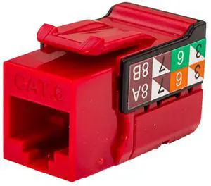 Vertical Cable Cat6 90 Degree Keystone Jack  Easily Snaps into Housing or Wall Plate  25 Pack (Red)