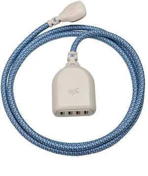 360 Electrical 360614 Habitat4.8 Braided w/ 4.8A 4-Port USB Extension Cord, 6 ft, Summer Twilight
