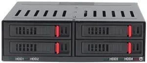 FOSA 4 Bay HDD Cage Chassis, 5.25in Drive Tray, 2.5in Mobile Rack Hot Swap Cage Compatible 9.5mm 12.5mm Thick Bottom Hard Drives SSDs