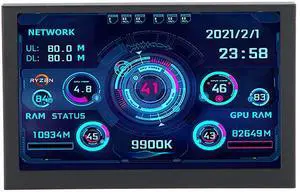 5 inch IPS Computer Monitor,PC Temperature Display,PC Sensor Panel Display Type-C Sub Screen for PC CPU Usage and Temperature, Internet Speed, Date, Time, Volume, Weather