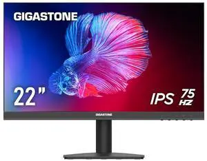 Gigastone 22 inch IPS LED Back Light Monitor 75Hz FHD 1920 x 1080, 1080P 178° Wide View Frameless Computer Monitor 4ms, Eye Care Technology, Ergonomic Tilt VESA Mount, HDMI VGA