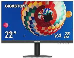 Gigastone 22 inch VA LED Back Light Monitor 75Hz FHD 1920 x 1080, 1080P 178° Wide View Frameless Computer Monitor 4ms, Eye Care Technology, Ergonomic Tilt VESA Mount, HDMI VGA