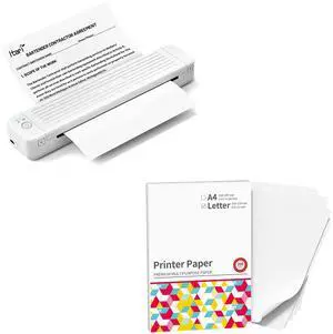 Itari P831 Portable Printers Wireless for Travel, Bluetooth Thermal Transfer Printer, Compact Inkless Printer with 200 Sheets 8.5x11 US Letter Copy Paper