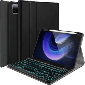 LDSOYIA Backlit Keyboard Case for Xiaomi Mi Pad 6/6 Pro (11-Inch, 2023 Model), 7-Color Backlight Detachable Wireless Keyboard Protective Cover
