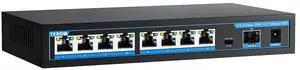 TEROW 8-Port 2.5Gb POE Switch with 1*10Gb SFP Uplink, Featuring 9*2.5G PoE Switch, Base-T POE Ports, IEEE802.3af/at, 120W, Compatible with Gigabit, Metal Fanless,Desktop/Wall Mount, 2.5Gbe Ethernet