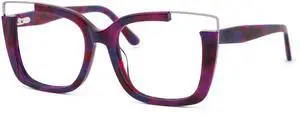 VOOGLAM Oversize Square Non Prescription Glasses for Women Blue Light and UV400 Blocking Stylish Frames in Purple Streak Acetate for Computer Gaming Phones and TV