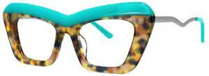 VOOGLAM Stylish Oversize Rectangle Blue Light Blocking Glasses for Women Anti Eyestrain UV Eyewear Striped Turquoise Dusica
