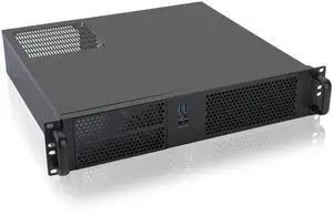 RackChoice 2U Micro ATX Compact Rackmount 2 x 5.25 Chassis Support ATX PS2 PSU with 120mm Fan on top, USB3.0 with 2.0 Adapter