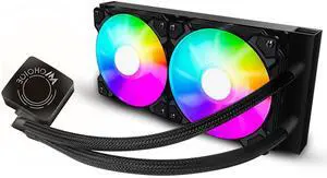 CPU Water Cooler 240mm Aio CPU Cooler with 1800 RPM, Compatible with Intel LGA RGB AM4 AMD - Black