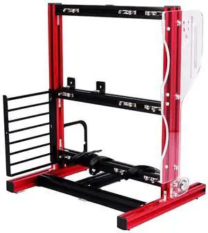 PC Frame Test Bench ITX ATX MATX Test Bench Open Air Case Water Cooling Fan Chassic (Red)