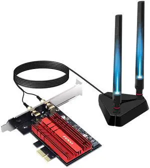 WiFi 6E AX210 (AXE5400) PCIe WiFi Card for Gaming PC Tri-Band PCIe Wireless Adapter for Desktop with High Speed Extended Pro Base Dual Antennas Bluetooth 5.3(USB Port),MU-MIMO, OFDMA for Win 11/10