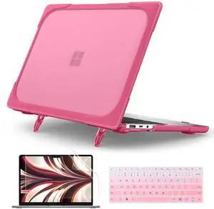 Batianda Heavy Duty Case for Microsoft Surface Laptop 5 4/3rd 15 Touch Screen with Fold Kickstand and Keyboard Cover - Shockproof Protective Cover for Enhanced Durability and Comfortable,Pink
