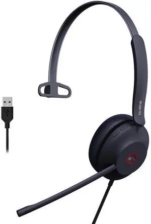 Yealink UH37 USB Headset with Microphone for PC Laptop - Headphones with Noise Cancelling Microphone for Computer,On-Ear Wired Office Call Center Headset Mono