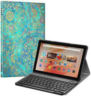 Fintie Keyboard Case for All-New Amazon Fire HD 10 Tablet (13th Generation, 2023 Release), Slim Lightweight Cover with Detachable Bluetooth Keyboard, Shades of Blue
