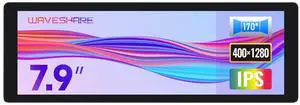 waveshare 7.9inch IPS Display, 400×1280 Pixel, Compatible with Raspberry Pi 5/4B/3B+/3A+/2B/B+/A+/Zero/Zero W/WH/Zero 2W CM3+/4, HDMI Interface, Hi-Fi Speaker, Without Touch Function