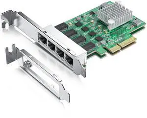 H!Fiber 2.5Gbase-T PCIe NIC with Realtek RTL8125 Chip, 2.5Gb Network Card, 2500/1000/100 Mbps,Quad RJ45 Ports, PCIe X4, Ethernet Card for Windows/Windows Server/Linux