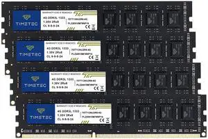 Timetec 16GB KIT(4x4GB) DDR3 / DDR3L 1333MHz PC3-10600 Non-ECC Unbuffered 1.5V / 1.35V CL9 2Rx8 Low Density Dual Rank 240 Pin UDIMM Desktop PC Computer Memory RAM Module Upgrade (16GB KIT(4x4GB))
