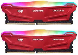 RGB DDR4 RAM GIGASTONE Game PRO 16GB Kit (2x8GB) DDR4-3600MHz PC4-28800 CL 18-22-22-42 Intel XMP 2.0 AMD Ryzen 1.35V UDIMM 288 Pin Unbuffered Non ECC High Performance Gaming Desktop Memory - Red