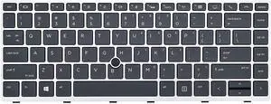 Replacement Backlight Keyboard for HP EliteBook 840 G5 840 G6 & EliteBook 745 G5 745 G6, EliteBook 840 G5 Keyboard with Pointer Silver Frame US Layout L11307-001 L14378-001