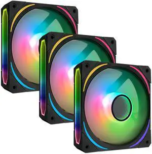 RGB Fans 120mm PWM Fans 3 Pack PC argb Fans, HA-120 PWM PC Fans RGB PC Fans 120mm with 12v 4pin pwm and 5v 3pin argb Plug, Infinity Mirror ARGB Fans 120mm - Low Noise Computer Fans for PC Case
