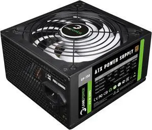 GamePower Gp-750 PC Power Supply Unit: 750W, 80 Plus Bronze Certified, 85% Efficiency, Single +12V Rail, Low Noise 14 CM Fan, Ideal for Gaming PCs, Desktops, ATX, Micro ATX Desktop Computer - Black