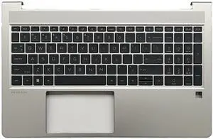LTPRPTS Replacement Laptop Upper Case Palmrest Backlit Keyboard Assembly Part for HP ProBook 450 G8 455 G8 M21742-001 Silver