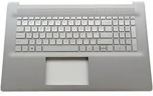 LTPRPTS Replacement Laptop Upper Case Palmrest Backlit Keyboard Assembly Part for HP 17-CN 17-CP17T-CN 17Z-CP M50456-001 Silver
