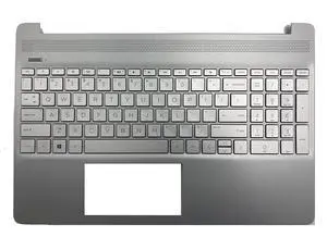 LTPRPTS Replacement for HP 15T-DY 15Z-EF 15-DY 17-CA1022CY 15-EF 15S-EQ 15S-FQ 15S-FR Laptop Upper Case Palmrest Non-Backlit Keyboard Touchpad Assembly Part No Finger Print Reader M17184-001