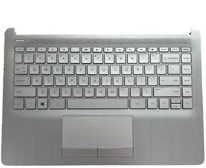 LTPRPTS Replacement Laptop Upper Case Palmrest Non-Backlit Keyboard Touch Assembly Part for HP14s-dk 14Z-DK 14s-cf 15-dw1510la 14s-cr L48648-001 6070B1581701 Sliver