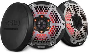 DS18 Hydro NXL-6M/BK 6.5" Marine Coaxial Speaker- 2-Way Car Speaker with Integrated RGB Lights and Silicone Cover - 300 Watt, Water Resistant, Pair