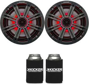 KICKER 6.5" Charcoal LED Marine Speakers (Qty 2) 1 Pair of OEM Replacement Speakers