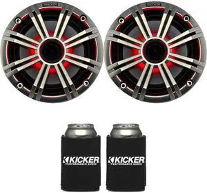 KICKER 6.5" Silver LED Marine Speakers (Qty 2) 1 Pair of OEM Replacement Speakers