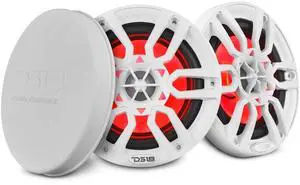 DS18 Hydro NXL-6 - High End Coaxial Speaker Pair - 2-Way Marine Speaker w/Integrated RGB Lights - 300 Watt - 100% UV Stable - Water Resistant Speakers - 6.5 Inches, White