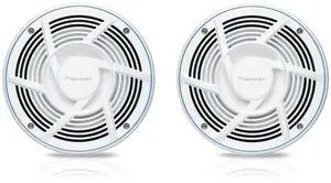 PIONEER CAR TSME650FS ME-Series 6.5 inch White Marine Coaxial Speakers (Pair) 2-Way, 200 Watt Max Power, IPX7 Rated, Sports Grille Design