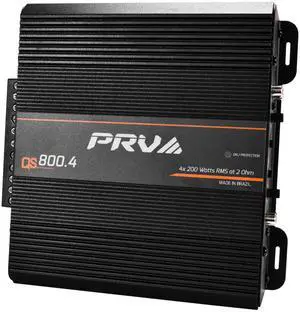 PRV Audio QS800.4 2 Ohm Compact 4 Channel Car Audio Amplifier 4 x 220 Watts RMS at 2 Ohm - 800 Watt Amp High Power Stereo 12 Volts Amp Class D Full Range Bridgeable