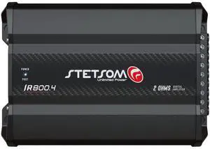 Stetsom IR 800.4 Compact 2 Ohms Digital Multi Channel Amplifier 800 Watts RMS 4 Channels 2 Stable Full Range HD Sound Quality Car Stereo MD Crossover HPF LPF Bass Boost Front Rear Bridge Speakers