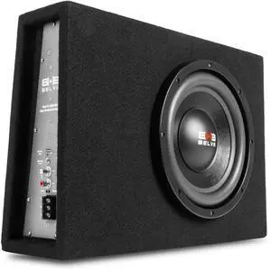 BELVA BPKG10T 600W Peak 10" Shallow-Mount Angled Amplified Loaded Subwoofer Enclosure