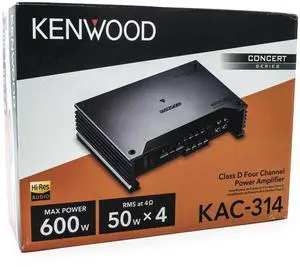 KENWOOD KAC-314-4-Channel Concert Series Car Stereo Amplifier with 50W x 4 @ 4ohms, 75W x 4 @ 2ohms, 600W Maximum Power