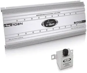 Lanzar 2 Channel Car Stereo Amplifier - 6,000 Watt Dual Channel Bridgeable w/Subwoofer Bass Control, High Power MOSFET, RCA Inputs, LED Indicators - VIBE2102N