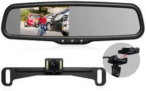 Rear View Mirror Camera with 4.3 Monitor: Super Night Vision OEM Rearview Mirror Backup Camera with IP 68 Waterproof Back Up Camera for Car, Rearview Mirror for Parking & Driving Safety AUTO-VOX T2