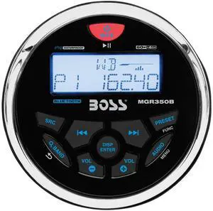 BOSS Audio Systems MCKGB350B.6 Weatherproof Marine Gauge Receiver and Speaker Package - IPX6 Receiver, 6.5 Inch Speakers, Bluetooth Audio, USB, MP3, AM/FM, NOAA Weather Band Tuner, No CD Player, 1 pai