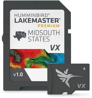 Humminbird LakeMaster Premium Midsouth States V1 Map SD Card for Fish Finders