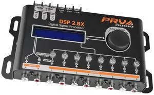 PRV AUDIO Car Audio DSP 2.8X Digital Crossover and Equalizer 8 Channel Full Digital Signal Audio Processor DSP with Sequencer Remote Relay