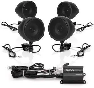 BOSS Audio Systems MCBK470B Motorcycle Bluetooth Speaker System - Class D Compact Amplifier, 3 Inch Weatherproof Speakers, Volume Control, Great for Use With ATVs and 12 Volt Vehicles