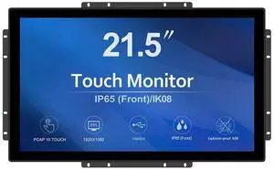 GreenTouch 21.5 inch 10 Points Touch Front IK08/IP65 Open Frame Touch Monitor Desktop or Wall Mountable Multi Point Touch 1920x1080