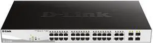 D-Link 28-Port Gigabit Smart Managed PoE+ Switch, 24 PoE+ Ports (370W) + 4 SFP Combo Ports, L2+, VLANs, Web Managed, Surveillance Mode, Rackmount, Energy Efficient, NDAA Compliant (DGS-1210-28MP)