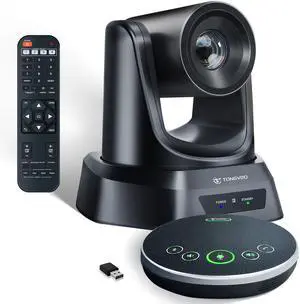 TONGVEO HDMI 20X Optical Zoom PTZ Conference Room Camera System, 1080P 60fps USB3.0 Computer Camera with Microphone & Bluetooth Speakerphone, Easy Setup for Church & Meetings