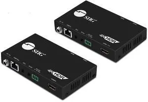 SIIG HDMI HDBaseT Extender Over Cat5e/6, RS-232 & IR Extention - 330ft, 4K 60Hz YUV 4:4:4 8bit, HDCP 2.2, HDR, PoC, CEC, TAA Compliant (CE-H23311-S1