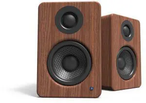 Kanto YU2 Powered Desktop Computer Speakers | 3" Drivers 3/4" Silk Dome Tweeter | 50 W RMS | Built-in USB DAC & AUX Input | Sub Out | Pair | Walnut